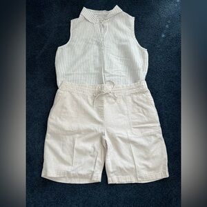 Talbot Linen Beige Shorts and Style & Co Striped Sleeveless Top